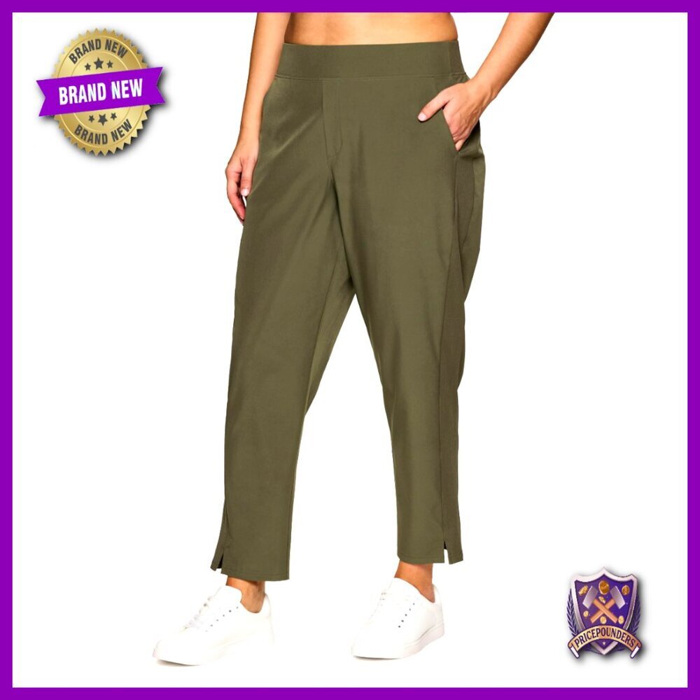Plus Size Ankle Pants with Pockets Lightweight Quick Dry Woven